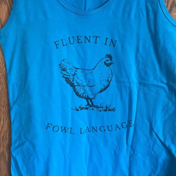 Teal Chicken hen Tank Top M - Picture 3 of 4